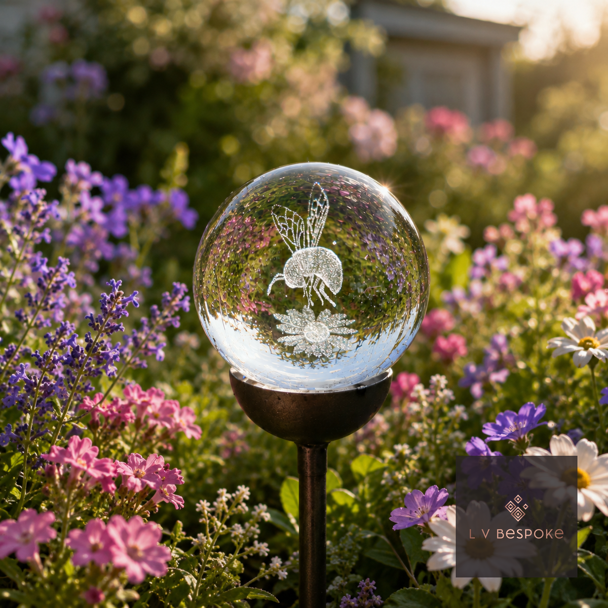 3D Crystal Orb Garden Stake