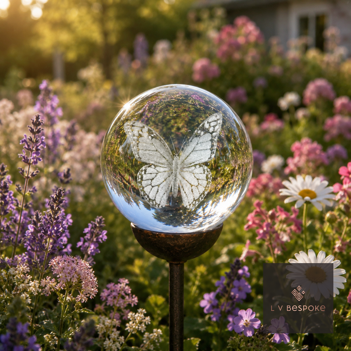 3D Crystal Orb Garden Stake