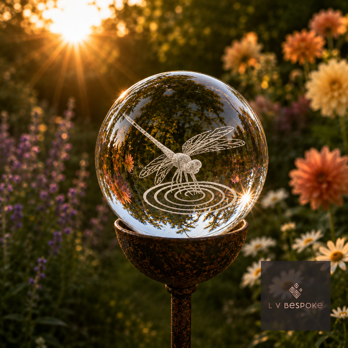 3D Crystal Orb Garden Stake
