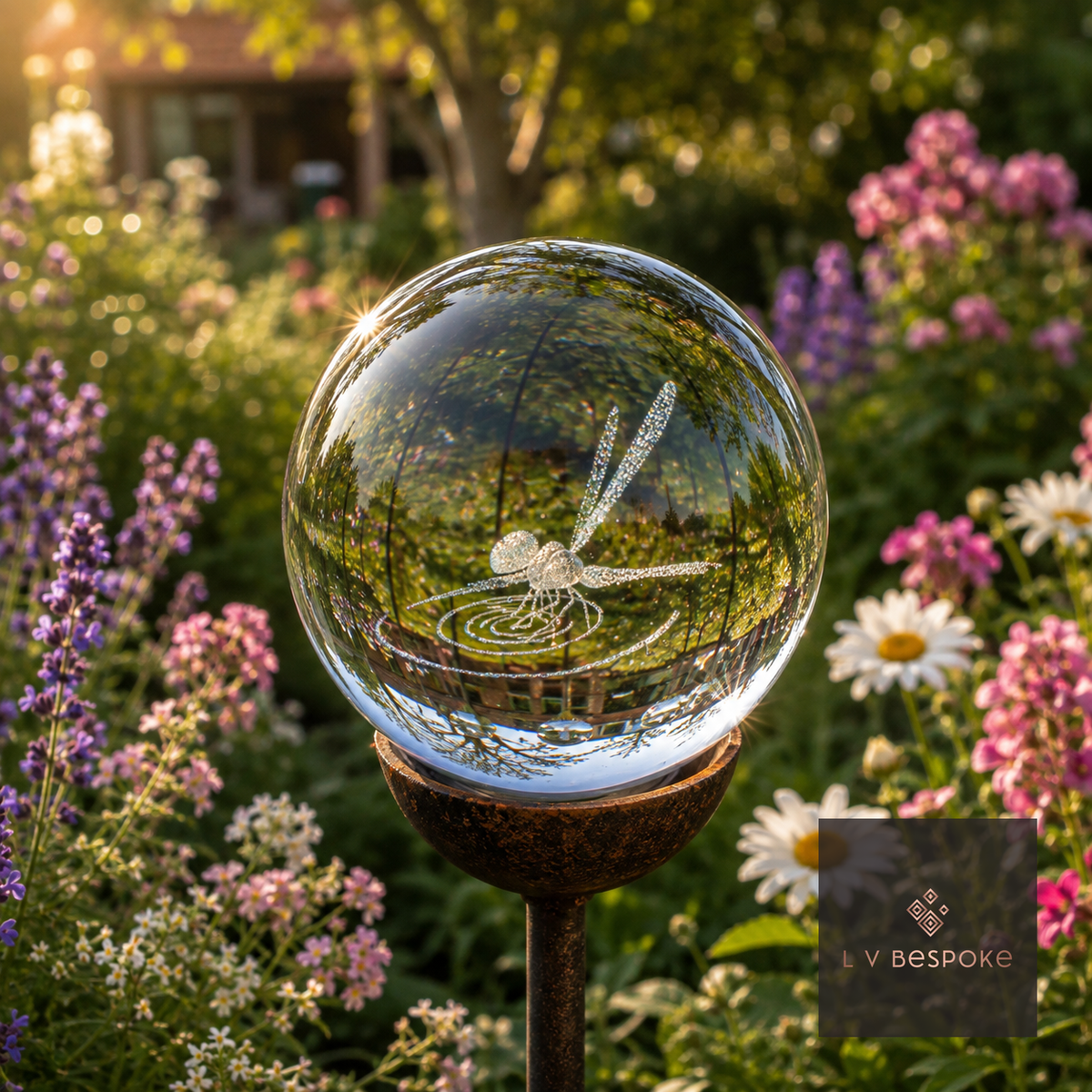 3D Crystal Orb Garden Stake