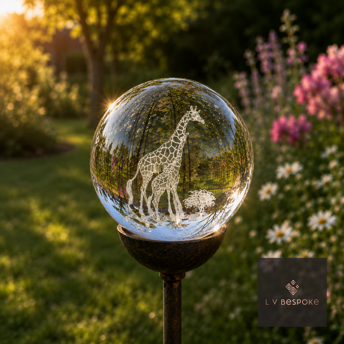 3D Crystal Orb Garden Stake