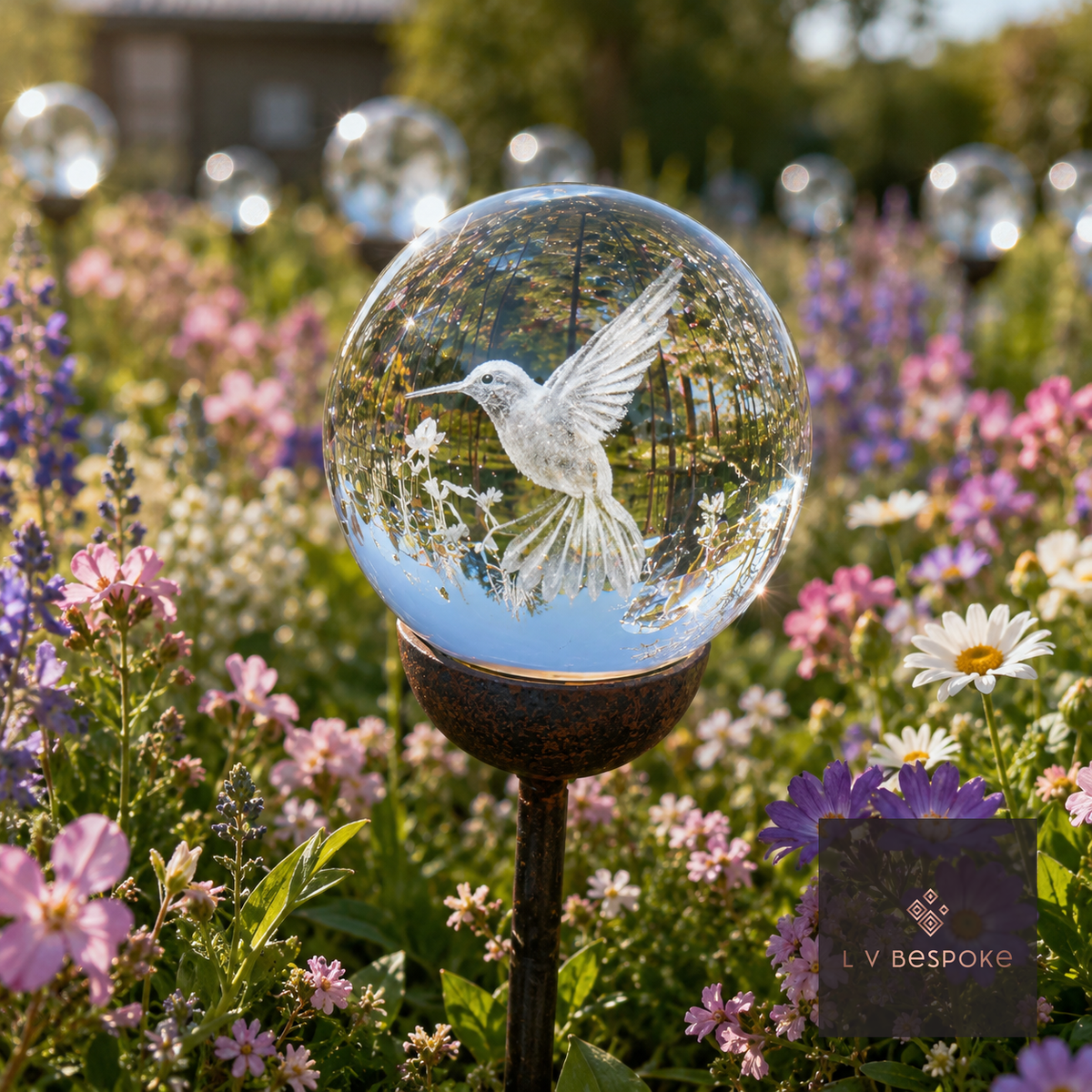 3D Crystal Orb Garden Stake