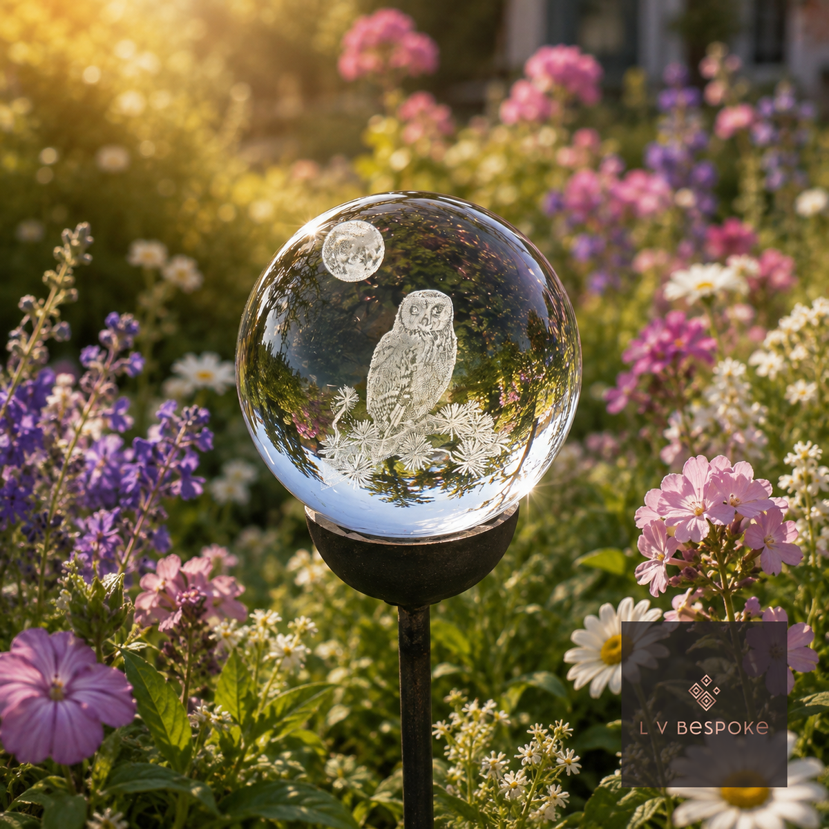 3D Crystal Orb Garden Stake