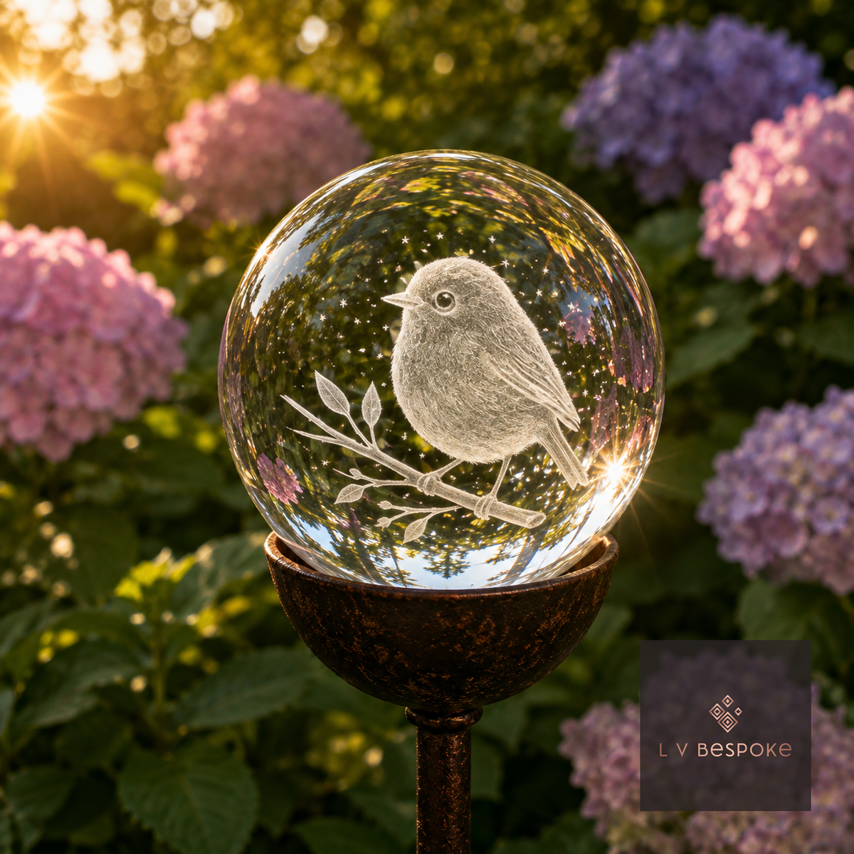 3D Crystal Orb Garden Stake