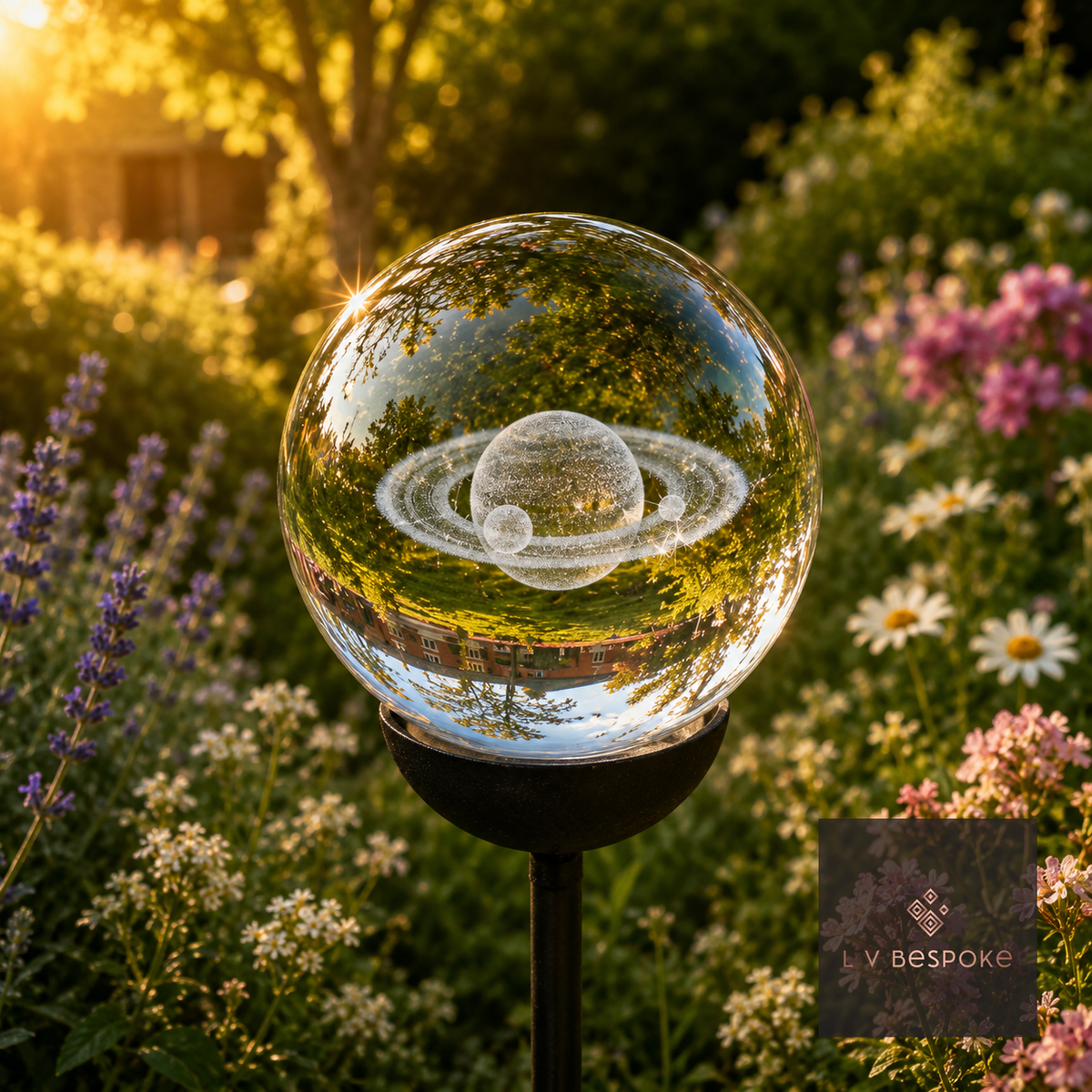 3D Crystal Orb Garden Stake