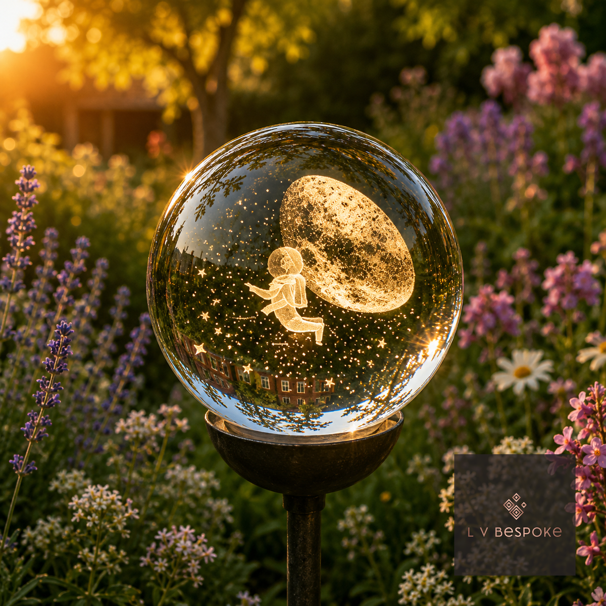 3D Crystal Orb Garden Stake