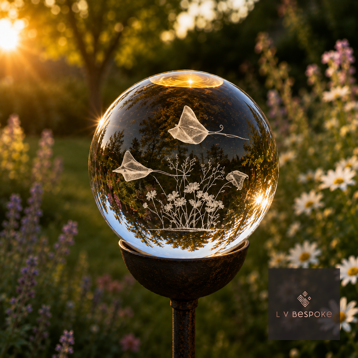 3D Crystal Orb Garden Stake