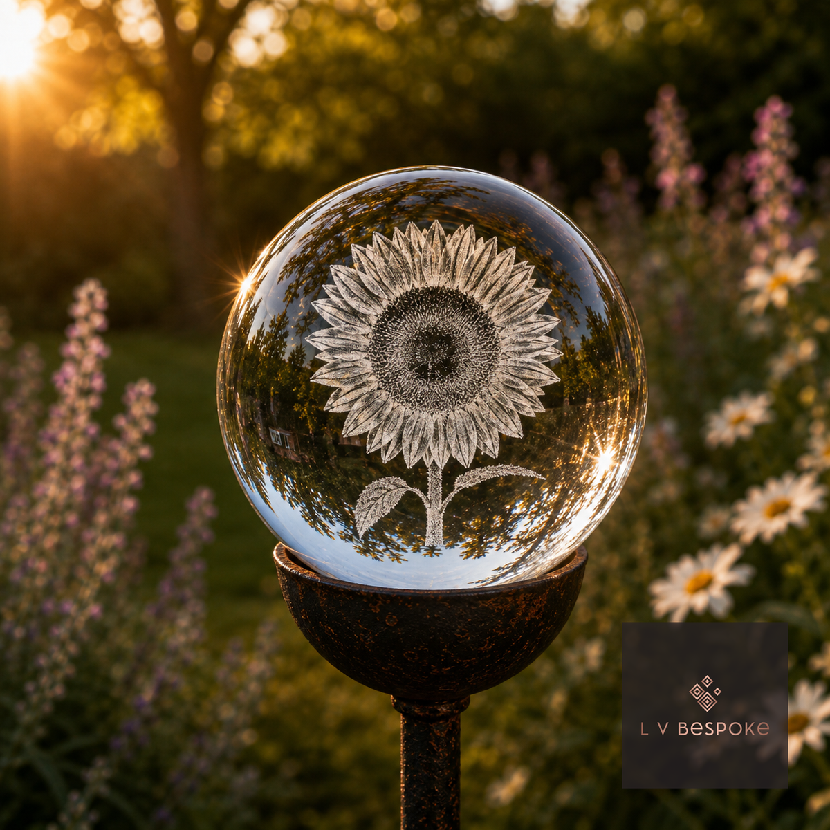 3D Crystal Orb Garden Stake