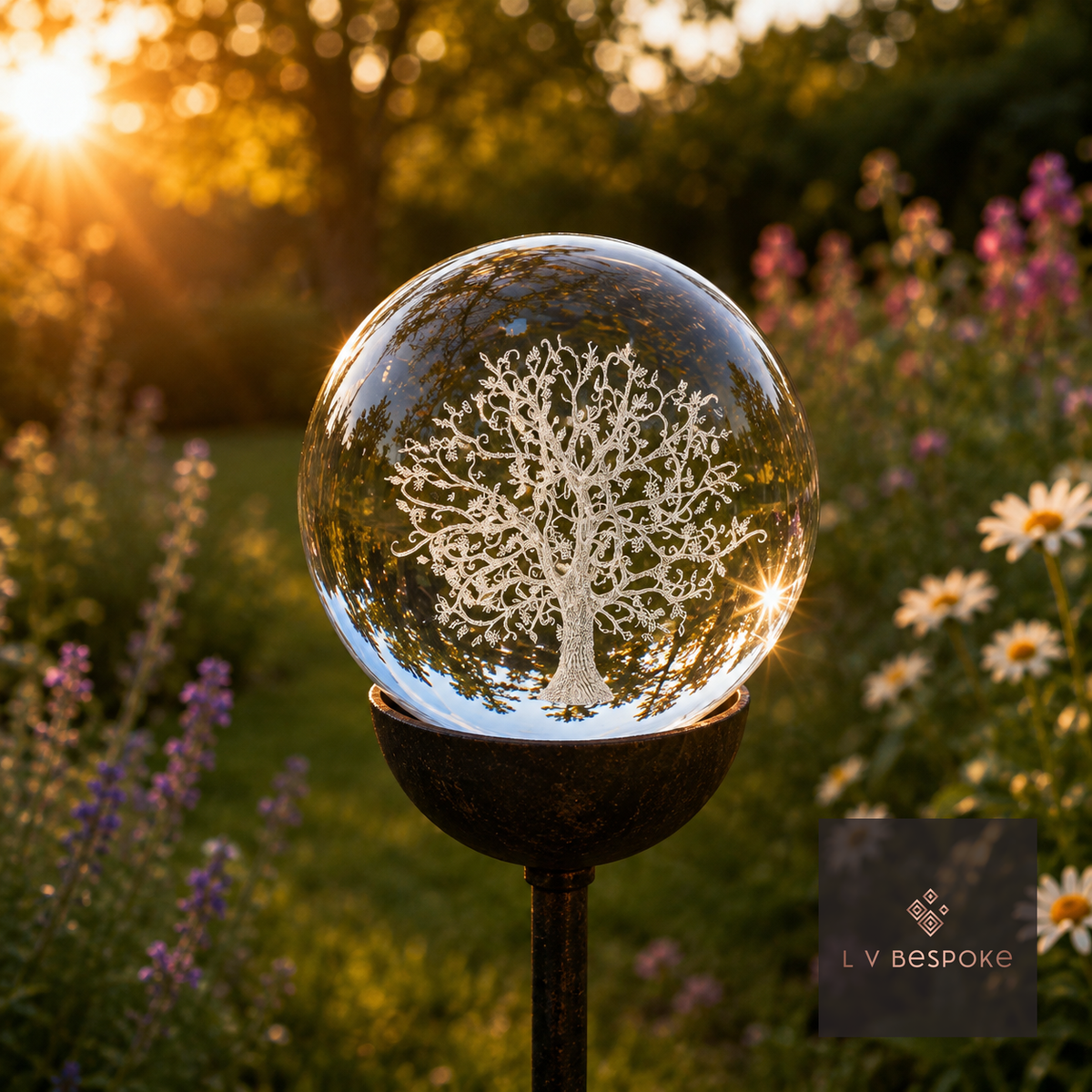 3D Crystal Orb Garden Stake