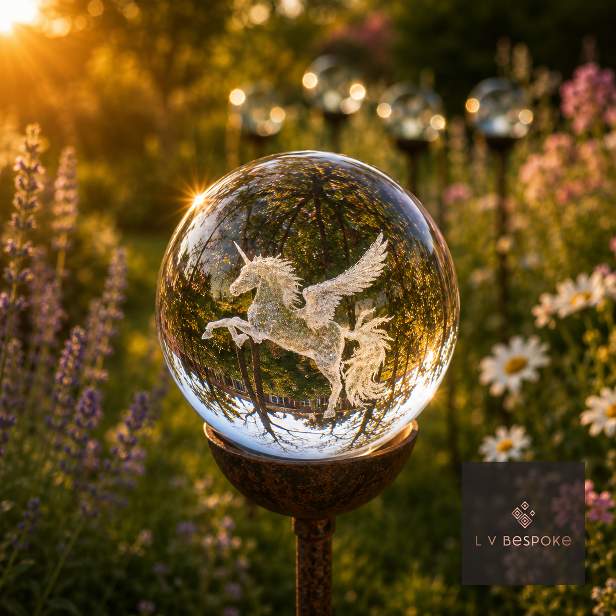 3D Crystal Orb Garden Stake
