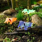 Set of 3 Glowing Medium Pigs SunCatcher Garden Decor Stakes
