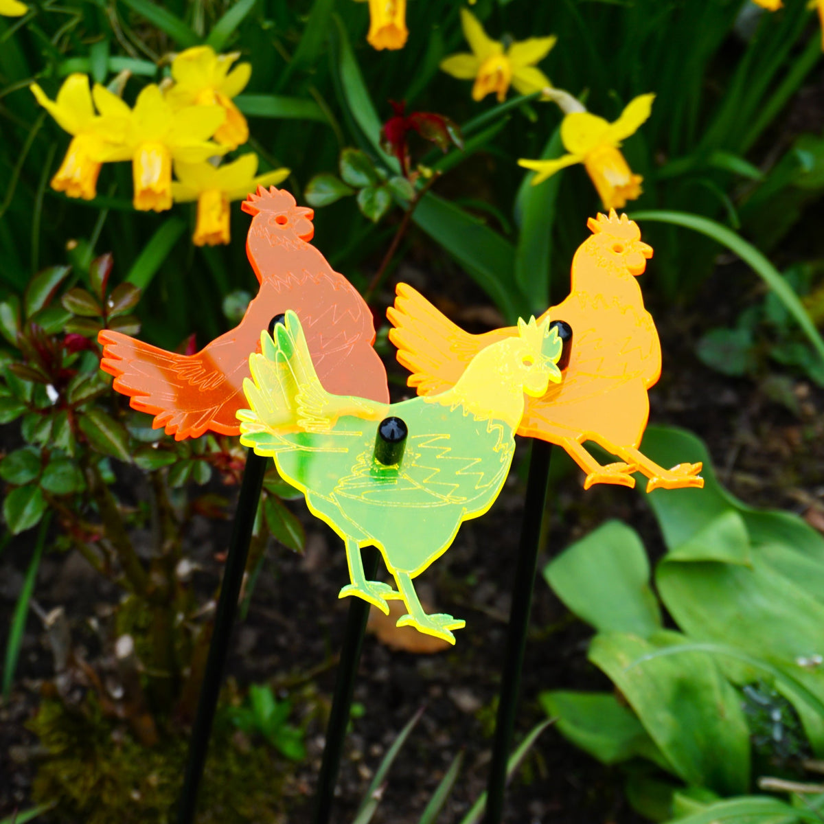 Medium SunCatcher Garden Decor Ornaments Set of 3 'Chicken'