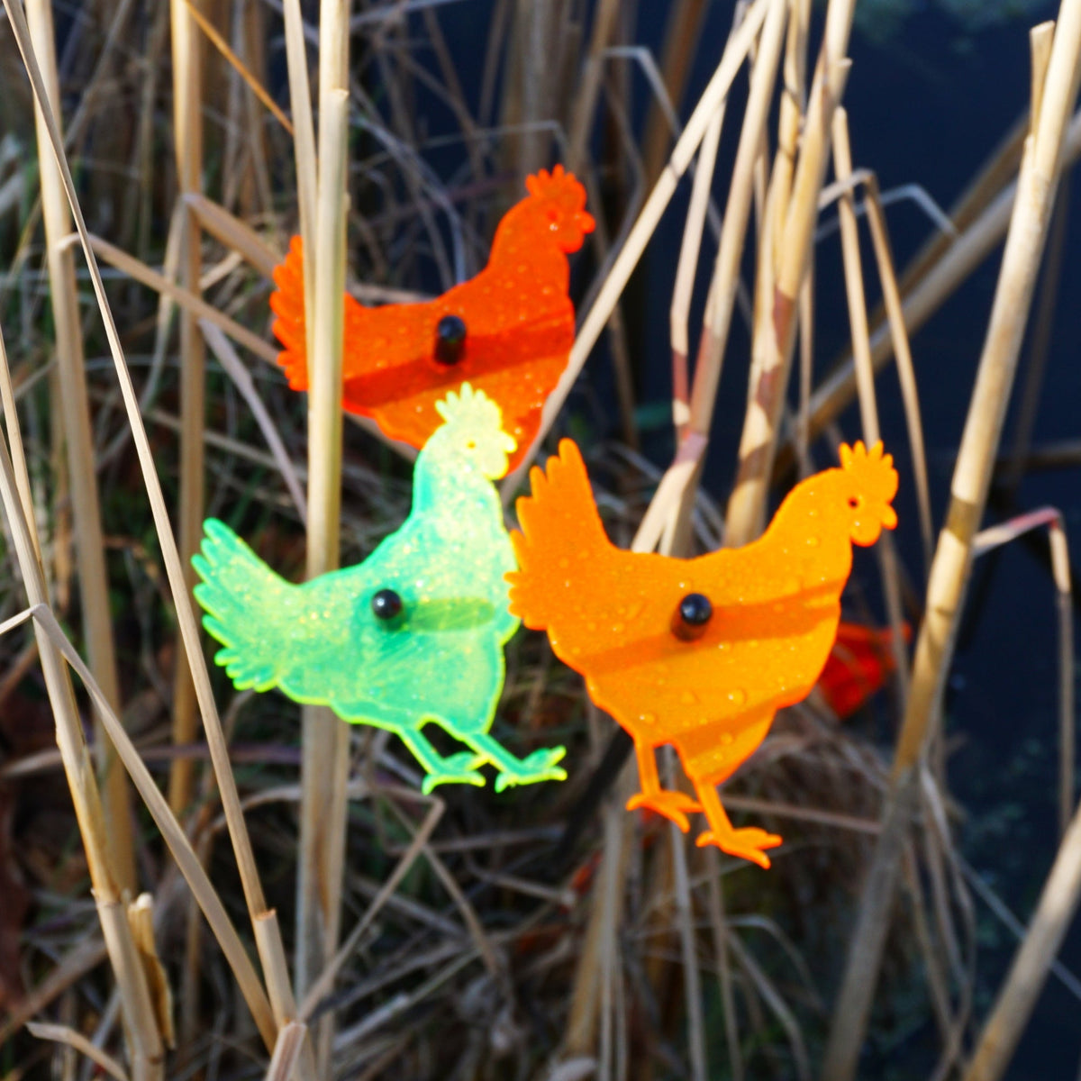 Medium SunCatcher Garden Decor Ornaments Set of 3 'Chicken'
