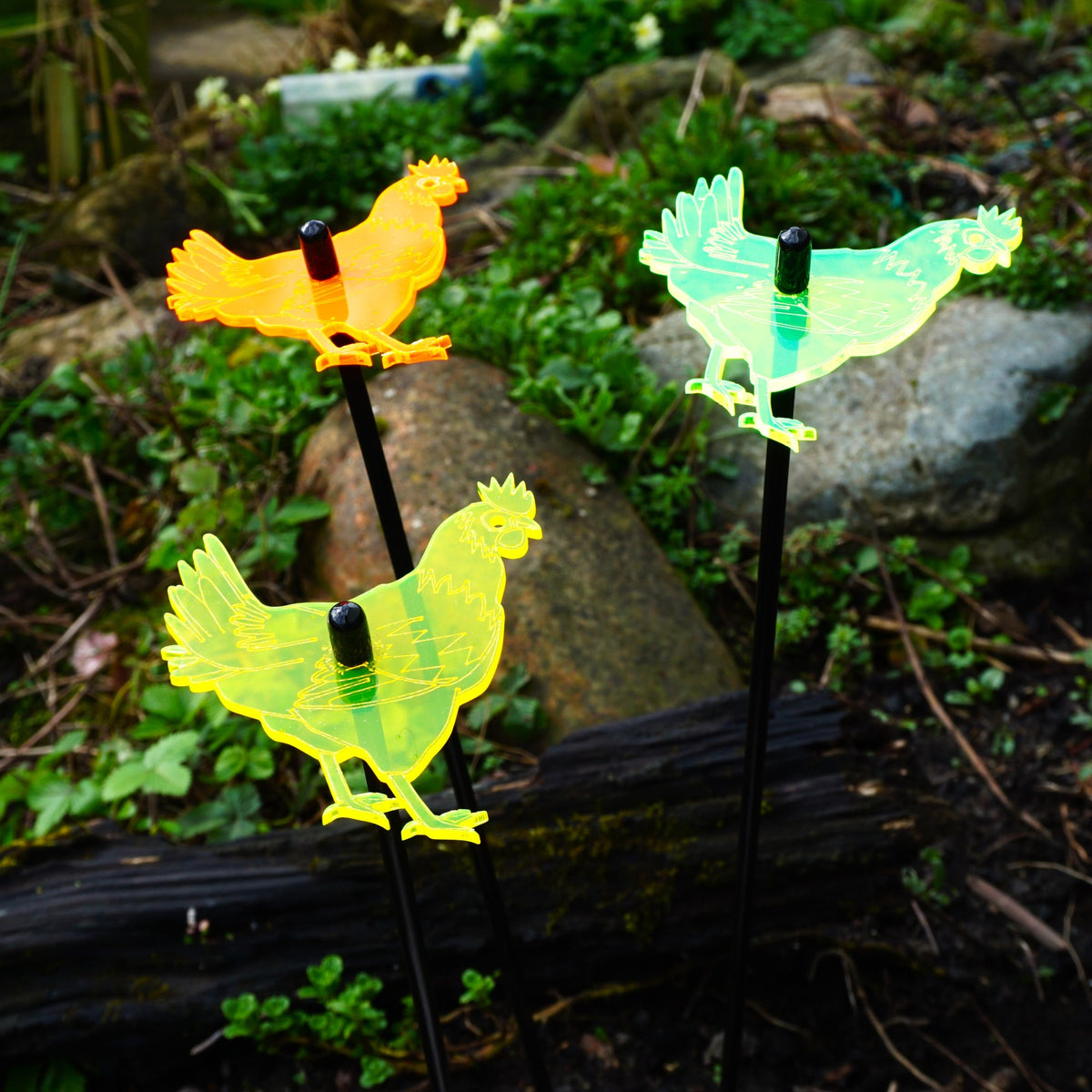 Medium SunCatcher Garden Decor Ornaments Set of 3 'Chicken'