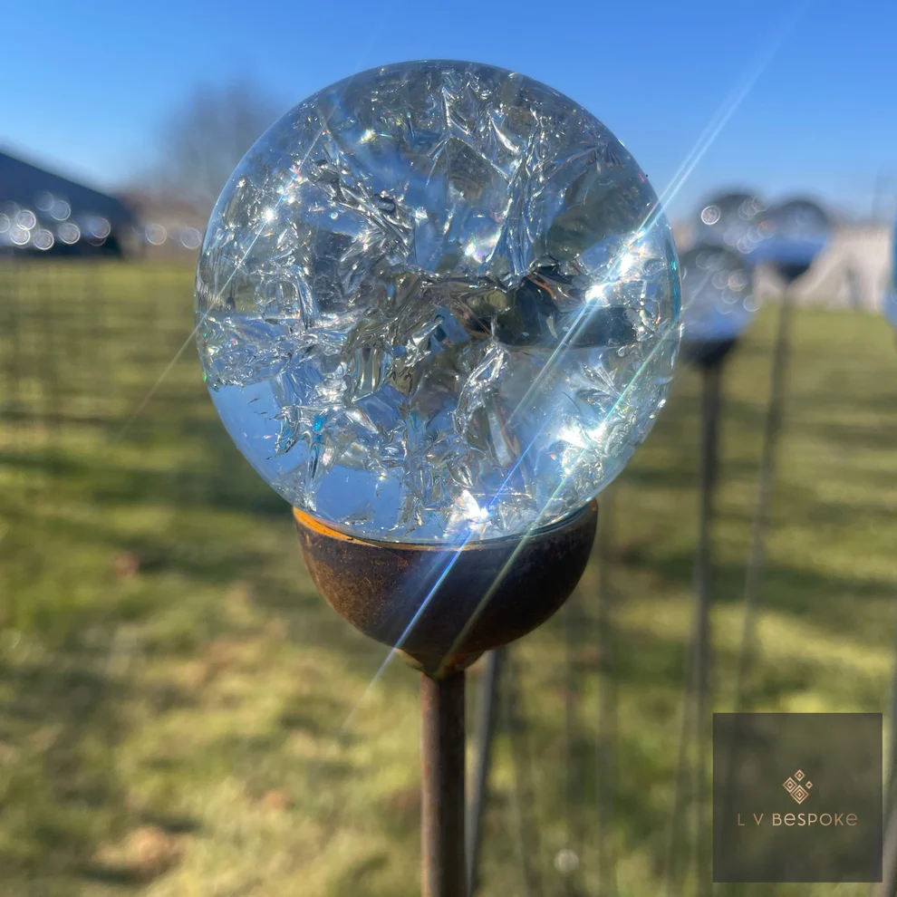 Cluster of 5 Glass Orb Garden Stakes