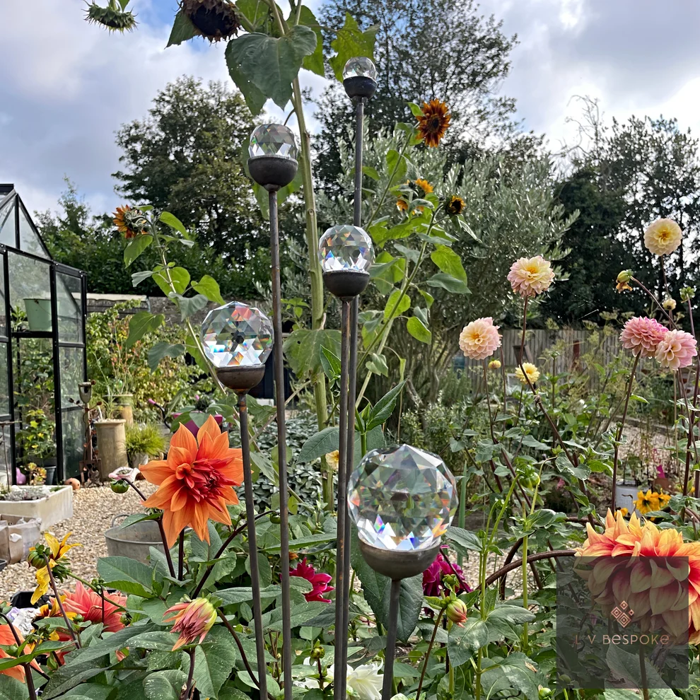 Cluster of 5 Glass Orb Garden Stakes