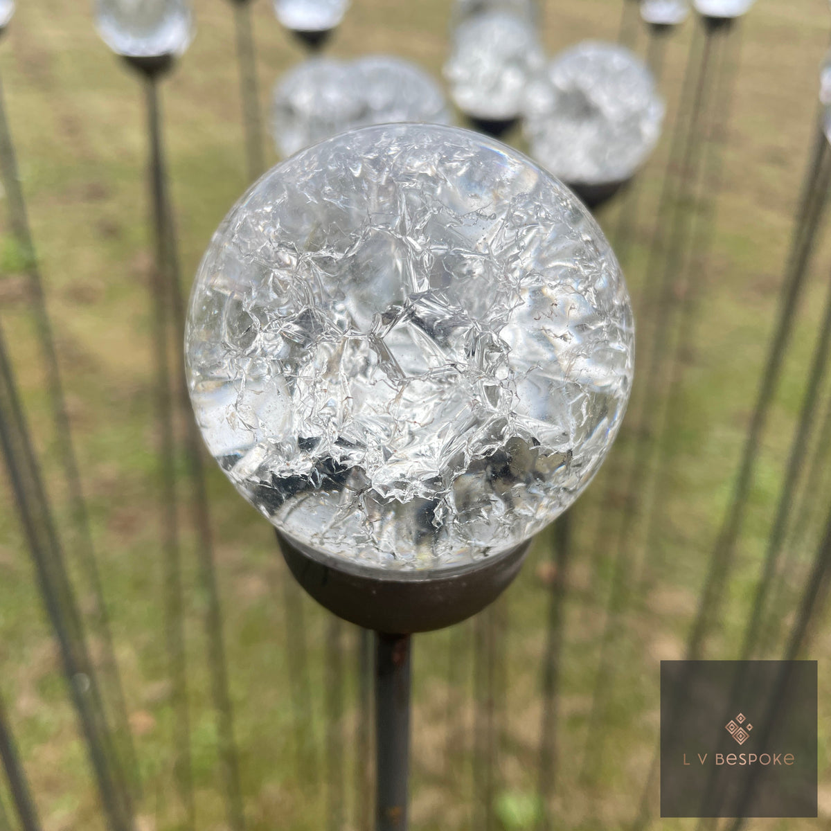 Mixed Finish Glass Orb Garden Stake