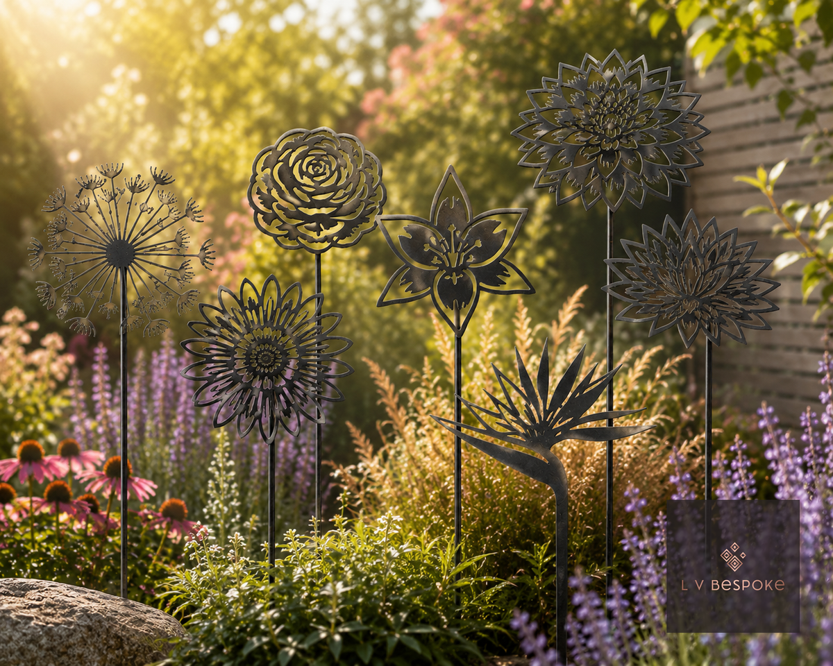 Short Floral Garden Stake