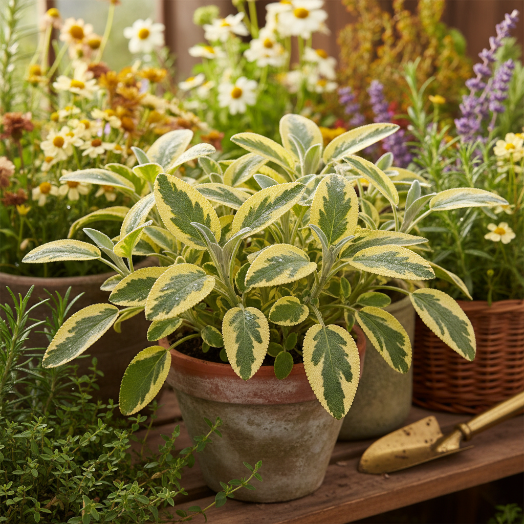 Icterina Sage Plant UK - Golden Variegated Culinary Sage