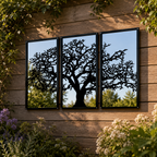 Three Panel Tree Garden Mirror – Outdoor Acrylic Wall Art